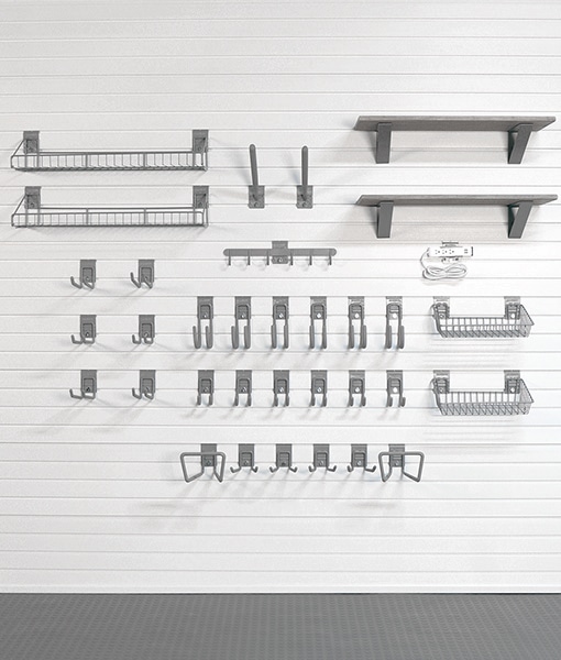 What is the length of the Grey Barnwood Shelf included in the bundle?