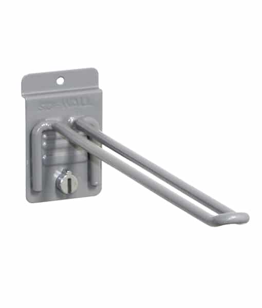 How is the bracket secured to the slatwall?